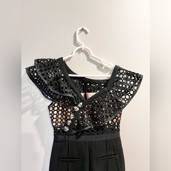 Self -Portrait Black Lace Jumpsuit Size 4 EUC - Picture 3 of 5